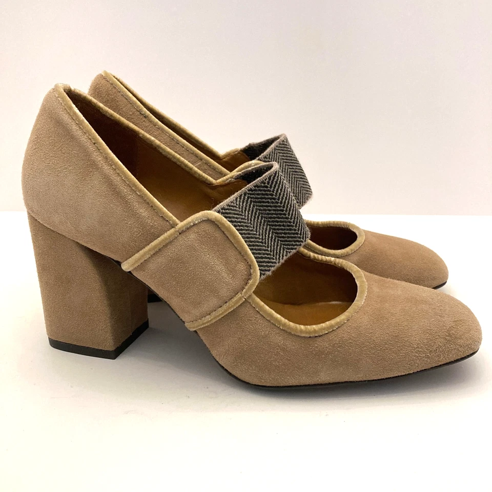 Sapatos de Salto Castaner 1927 Bege Camurça Couro Bombas Mary Jane UE 38 Feminino 7.5 - Imagem 2 de 4