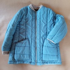 Vintage 1970's Genita Quilted Fashions Puffer Coat Blue Sz 22.5 USA Granniecore