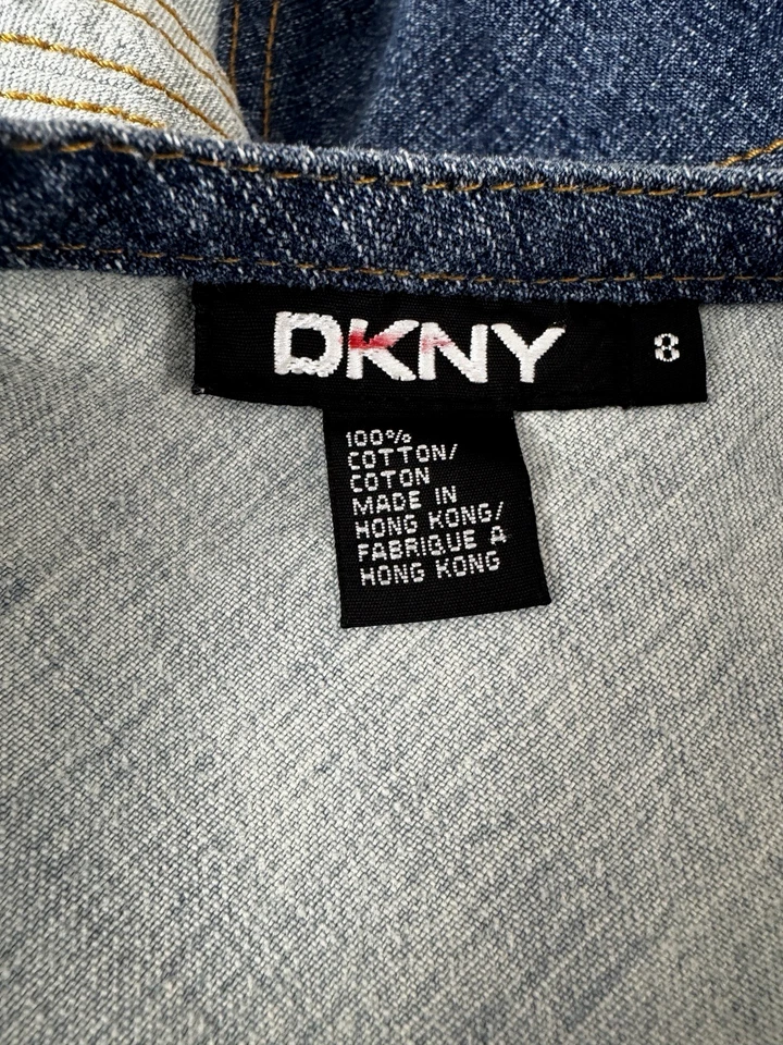 Vintage DKNY Y2K Feminino 8 Boho Denim Patchwork Flare Swing Saia Skatista Hippie - Imagem 3 de 4