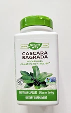 Nature's Way Cascara Sagrada Bark, Constipation Relief, 180 Capsules, New Sealed