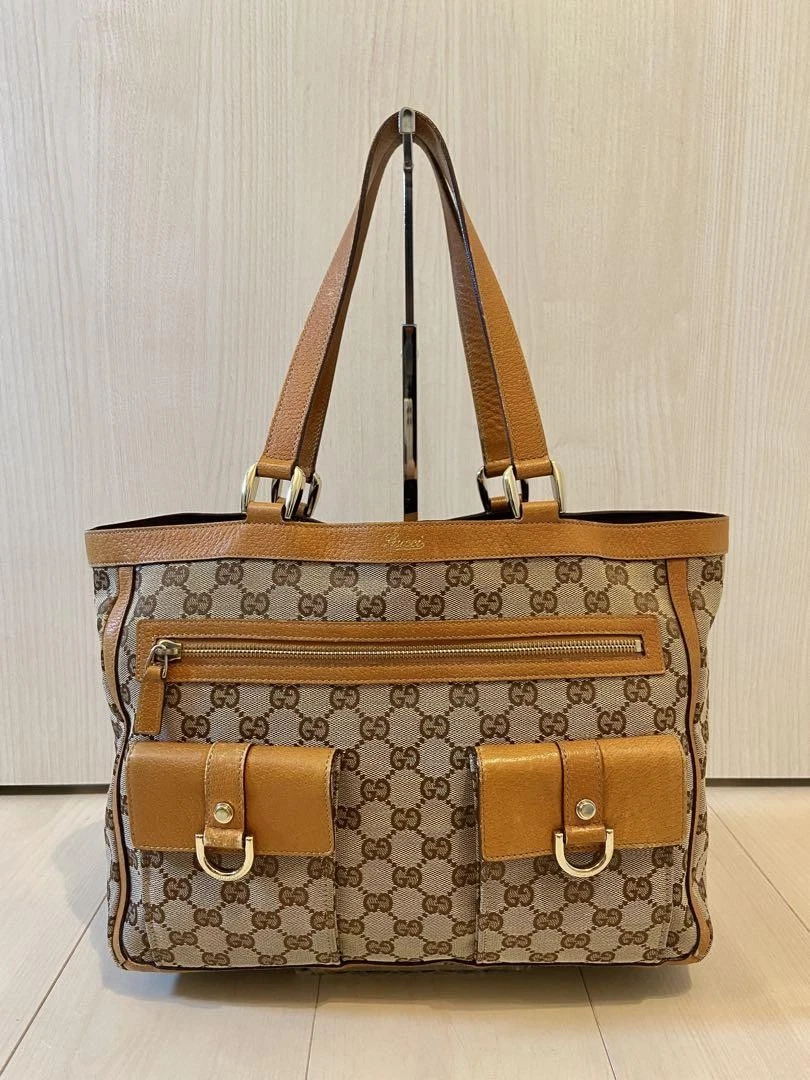 Gucci sac fourre tout toile cuir poche abbaye m2_0403