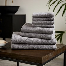 Catherine Lansfield Quick Dry 8 Piece Towel Bale Set Grey Face Cloth Bath Sheet