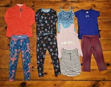 Lot of 9 Girls Clothes Size 10 and 10/12 Multi Brands PJs Tops Jacket Leggings