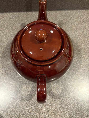 Tetera Sadler vintage prístina de Inglaterra cerámica esmaltada con brillo marrón - Imagen 5 de 7