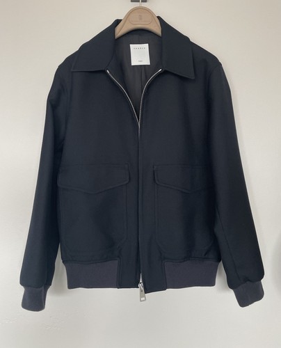 SANDRO PARIS Wool Blend Zip Up Shirt Collar Utility Jacket, Small, Navy, $790