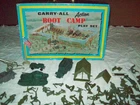 Vintage Louis Marx Carry All Boot Camp Toy ACTION PLAY SET w/ TIN CASE #4645