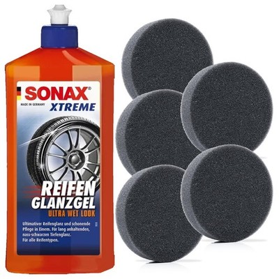 SONAX Xtreme Reifen Glanz Gel 500ml 5er Pack Applikatorschwamm Autopflege SET