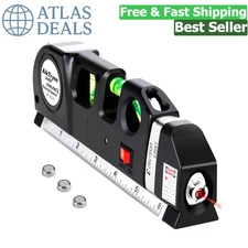 8ft Measuring Tape Laser Level - Accurate Cross-Line Project Tool for All Levels