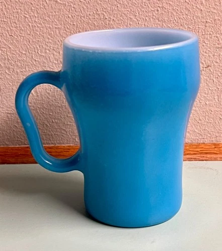 Fire King Anchor Hocking Soda Coffee Cup Blue Milk Glass Vintage 8oz USA