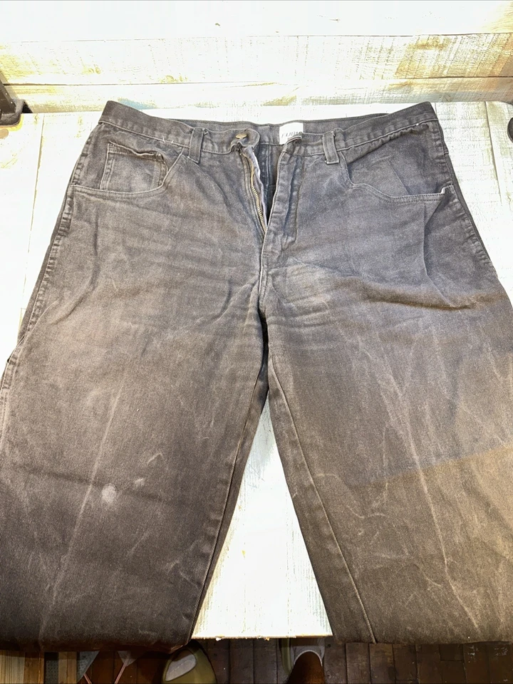 Pantalones de mezclilla de carpintero negros holgados fubu vintage para hombre 40 X 30 personalizados 10 pulgadas abiertos Foto 2 de 4