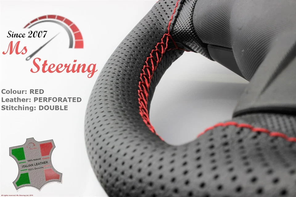 FUR KIA SEPHIA 94-01 PERF LEATHER STEERING WHEEL COVER SELECT COLOR 2 STITCH - Image 2 of 4