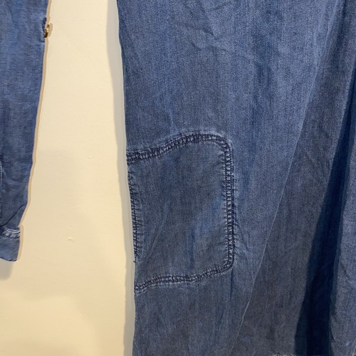 J. Jill Women's Partial Button Roll Tab Sleeve Denim Dress Pockets Sz Med Euc - Bild 3 von 8