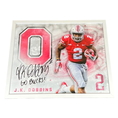 JK DOBBINS NCAA OHIO STATE BUCKEYES SIGNED AUTOGRAMM FOTO GERAHMT 16X20 JSA - Bild 1 von 9