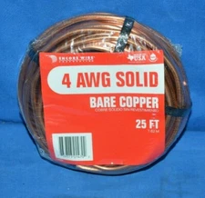Encore Wire 4 AWG Gauge Solid Bare Copper Wire 25 FT