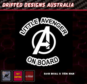 Little Avenger On Board - baby on Board White Funny Decal Marvel