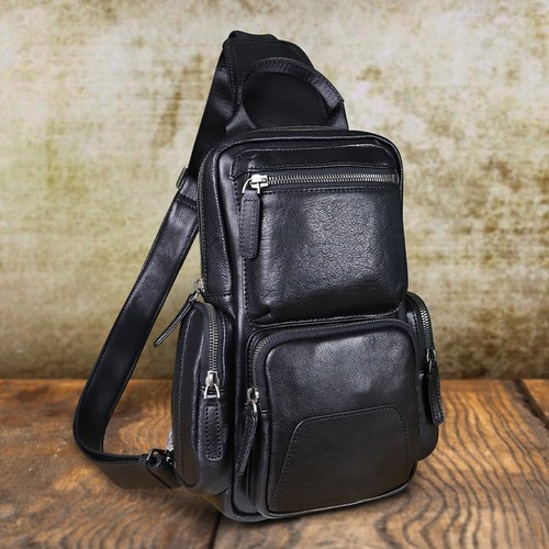Genuine Leather Sling Bag for Men and Women Leather Shoulder Crossbody Bag Sling - Picture 4 of 13