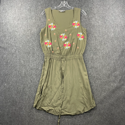 Boden Dress Women's 4 Green Army Tank Top Embroidered Slip Leightweight