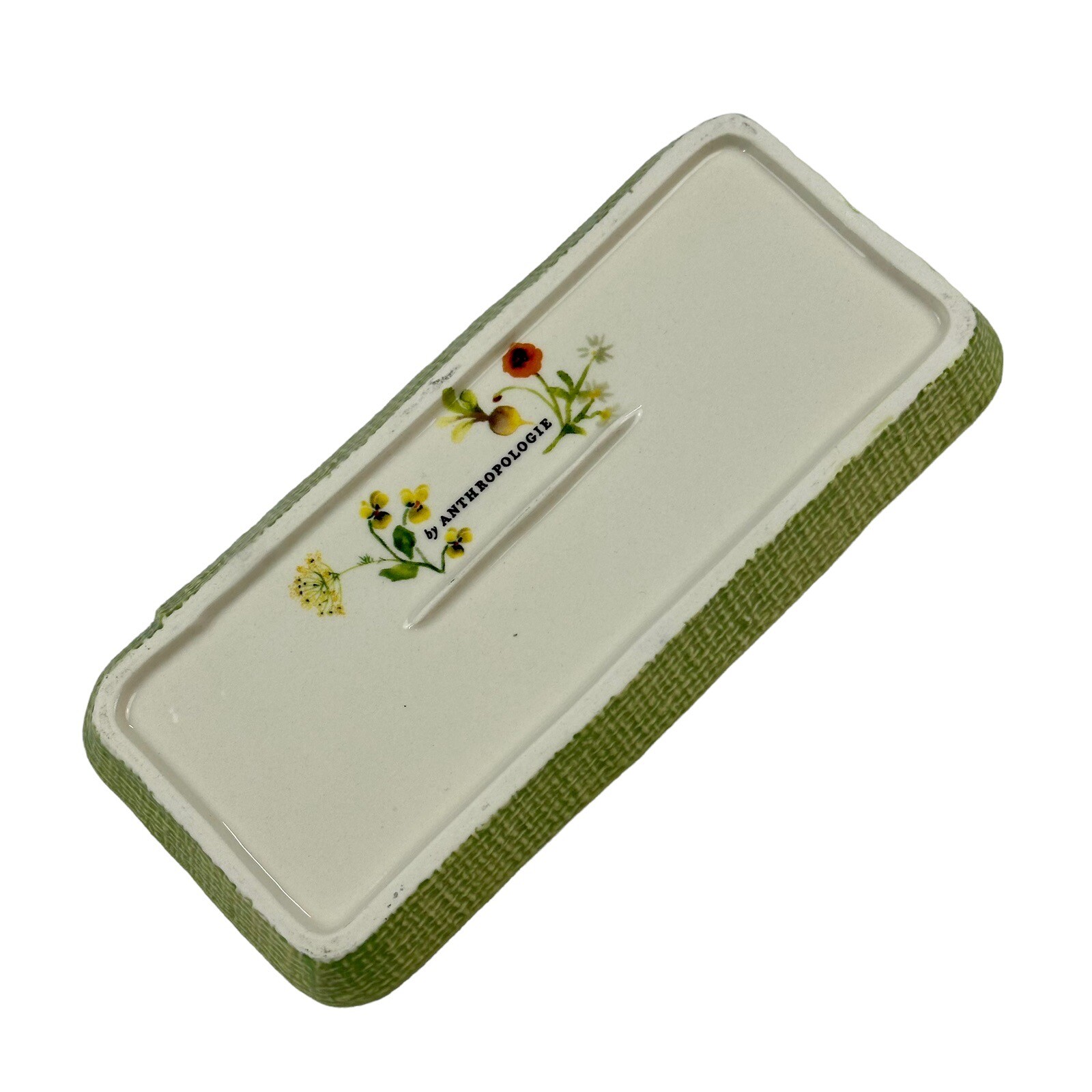 Anthropologie Appoline Stoneware Butter Dish With Lid Floral EXCELLENT