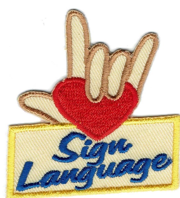 Girl Boy Cub ASL AMERICAN SIGN LANGUAGE Patches Crests Badges SCOUT