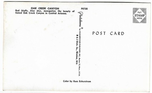 VTG Postcard - Oak Creek Canyon - Central Arizona - Picture 2 of 2