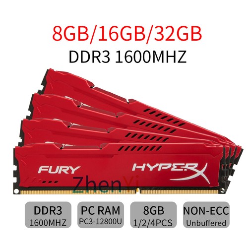 HyperX FURY 32GB 16GB 8G DDR3 1600MHz PC3-12800 Memory DIMM Memory 3 Color LOT - Picture 2 of 15