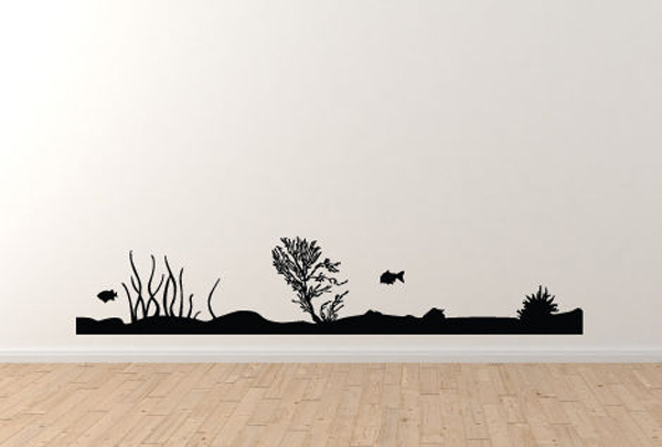 Marine Landscape - Sea Floor Coral Reef Fish Version 2 - Vinyl Wall ...