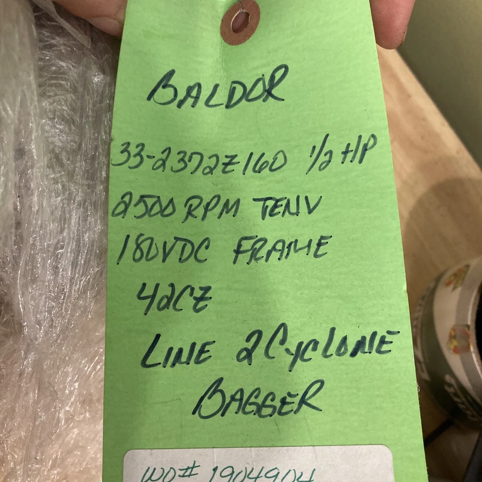 Baldor DC Motor 33-2372Z160 3/8 Splined Shaft for Kliklok Woodman Cyclone Bagger - Image 3 of 4