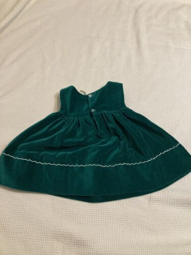 Vestido Jersey Terciopelo Verde Vintage 12 M - Imagen 3 de 5