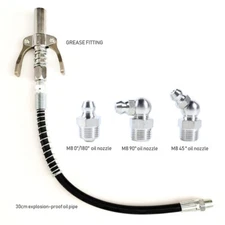 Grease Gun Coupler Double Handle Quick Release Lock On Coupling w/11.8" Hose