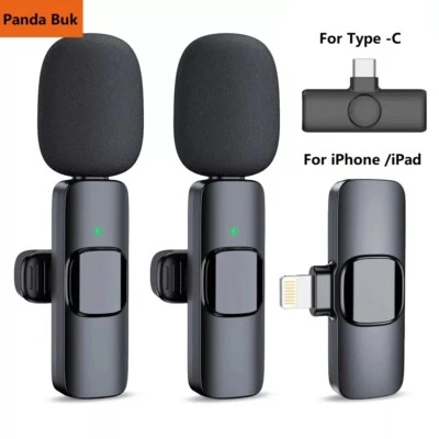 PANDA BUK Wireless Lavalier Microphone Clip Mic For iPhone iPad Samsung Recording Vlog