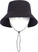 Zylioo XXL Oversize 100% Cotton Bucket Hat,Adjustable Small-Medium, Black 