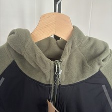 NWT ASICS Mens Small Knit Fleece Sporty Full Zip Green Black Performance Hoodie