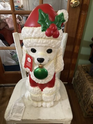 Holiday Time Poodle Dog 24  Blow Mold Lighted Christmas Ornament