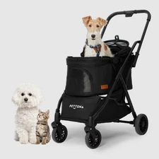 PETTENA Foldable Pet Stroller,4 Wheels Pet Strolling Cart for Small Dogs Cats...