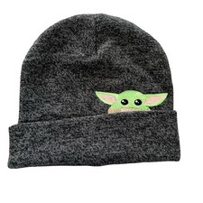 Grogu Baby Yoda Beanie Cuffed Knit Mandalorian The Child Embroidered Peeking Hat