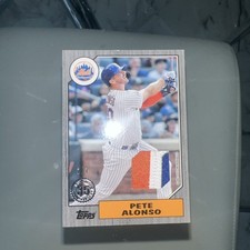 2022 TOPPS SERIES 1 1987 RETRO PETE ALONSO BLACK PARALLEL RELIC CARD # 1/1  METS
