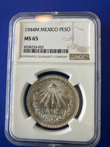 1944 M Mexico Peso ~ NGC MS65