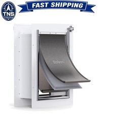 Pet Door Wall Mount 3-Flap Steel Frame Telescoping Tunnel Aluminum Lock for D...