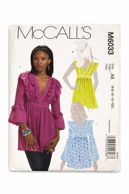 McCall s M6033 Misses Tunic Top Sewing Pattern A5 6-8-10-12-14 Uncut FF