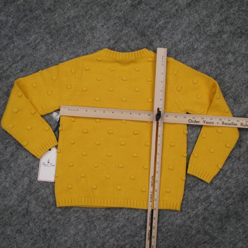 Classic Prep Sweater Girls 7 Elise Popcorn Cardigan Knit Banana Cream Pullover - Picture 8 of 12