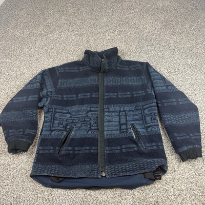 Vintage Bad Bones Reversible Pile Fleece Snowboard Jacket Mens Large Tribal Rare