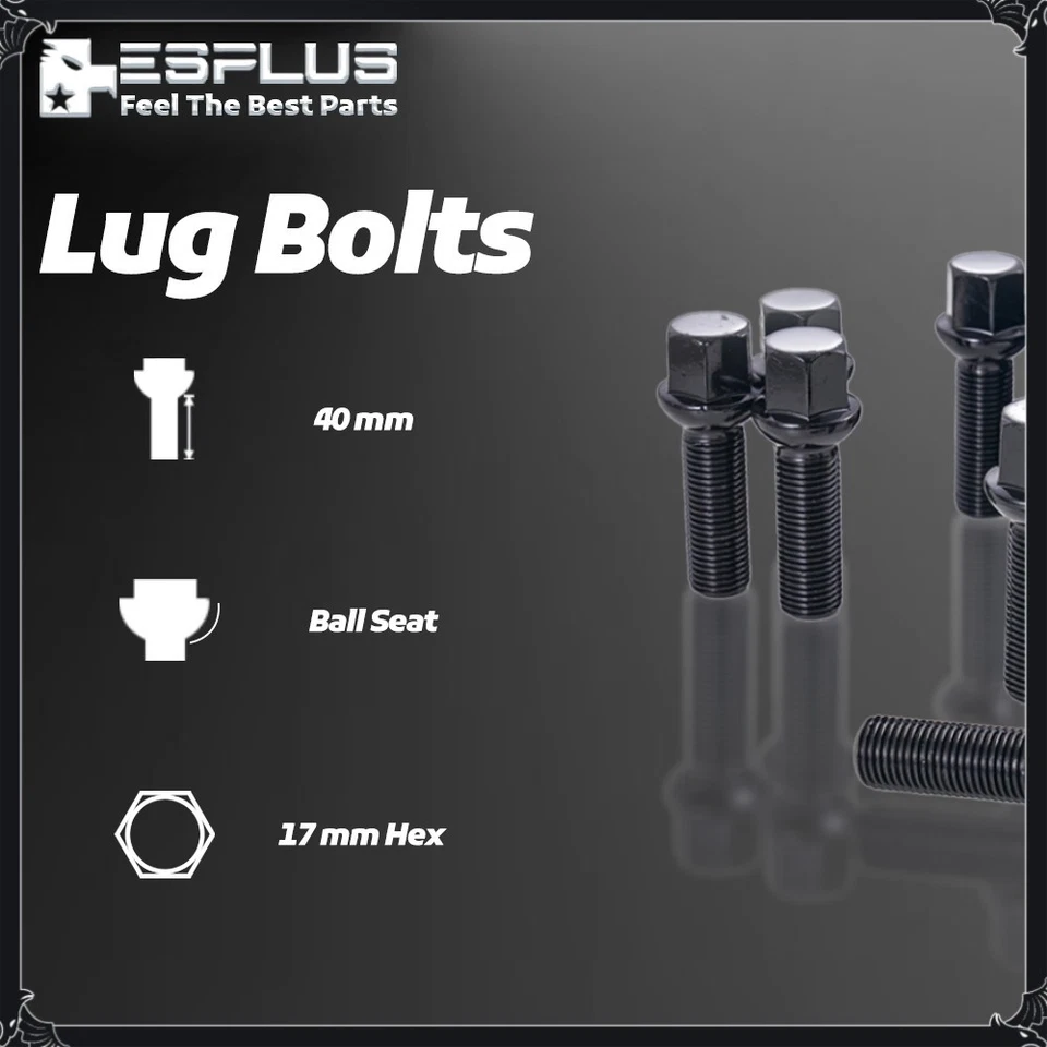 20 pernos Audi M14x1.5 negros 40 mm aptos para A3-8/E-Tron/Q2-Q8/RS W 10-14 espaciadores Foto 3 de 4