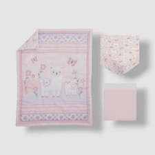 NoJo Pink Little Love Sweet Llama and Butterflies 3-Pc. Bedding Set, Crib