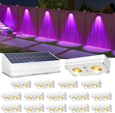 VOLISUN Solar Fence Lights 16 Pack, Warm White, Cool White and 16 