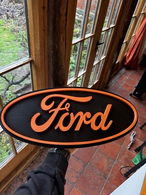 Großes ovales 3D-Druck Ford Wandschild Garage Werkstatt Männerhöhle 50 cm.
