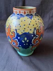 antique dutch Gouda pottery vase. Approx 1920. Several marks. decor westland