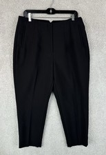 Nine West Dress Pants Womens 12P Petite Black Flat  Front Tapered Career