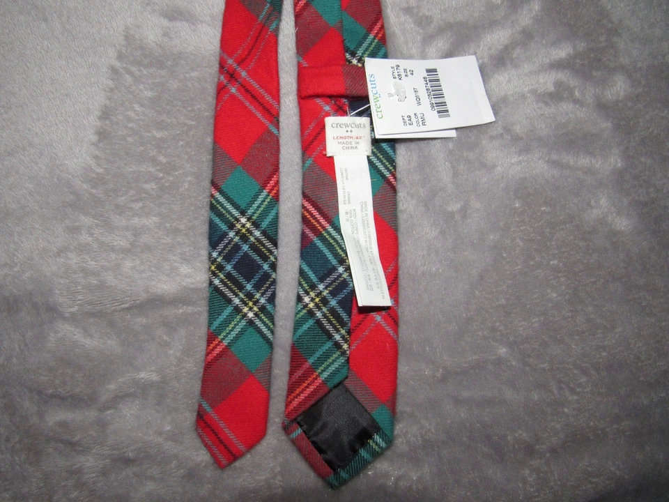 Corbata a cuadros de algodón verde rojo 42" de largo Crewcuts para niños Foto 4 de 4