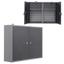 Steel Garage Wall Cabinet Hanging Secure Lock Workshops Garage Storage Cupboard