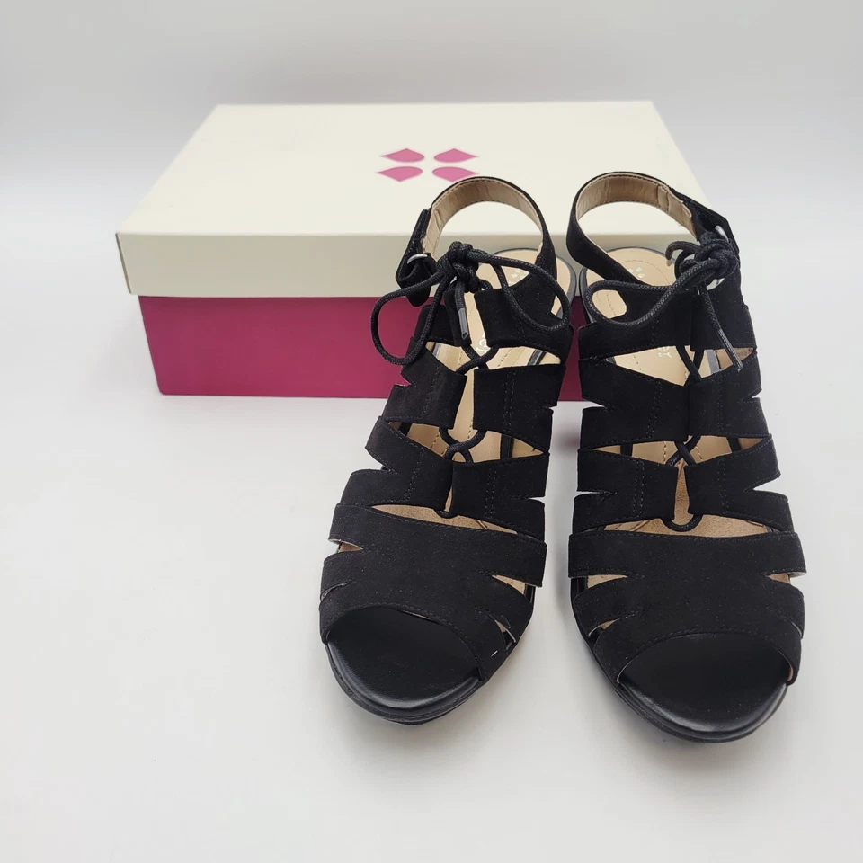 Naturalizer Womens Desi Dress Pumps Sandals 6 Black Suede Slingback Party Work - Image 4 of 4